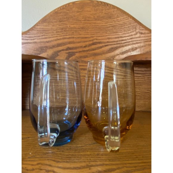 Pair of Libbey MCM Drinking Glass Roly Poly Blue Tawny - Picture 4 of 8